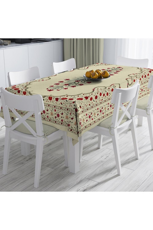 Red Tulip Masa Örtüsü (Kırmızı Lale Desen), 160cm x 220cm (Kumaş İnce Ketendir, Uluslararası Yıkama Ve Solmama Sertifikası)