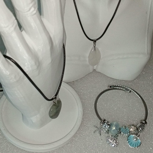 ( 3 PARÇA ) 1 SET 11000 SERİ 2 DOĞALTAŞ KOLYE & 1 CHARM BİLEKLİK SETİ