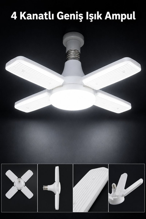 Katlanabilir 4 Kanatlı Papatya Led Ampul, E27 Duy