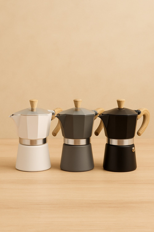 Moka Pot Kahve Demleyici Pratik Kullanımlı Ev Tipi Kahve Hazırlama Cihazı-3 Cup