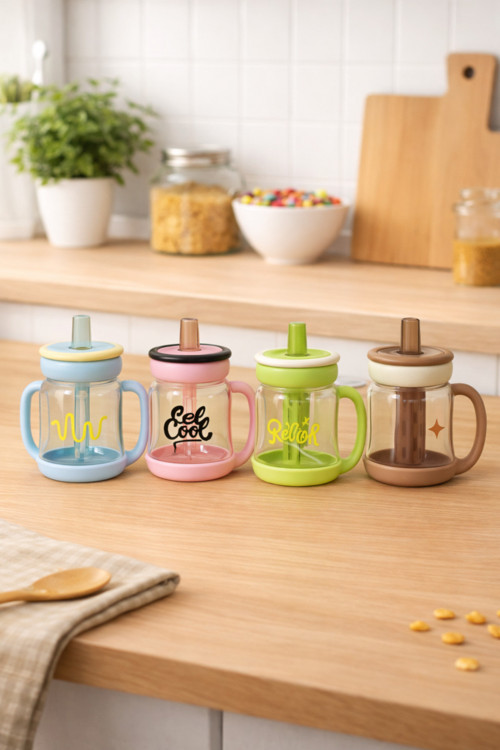 Kulplu Pipetli Kupa Matara – 900 Ml