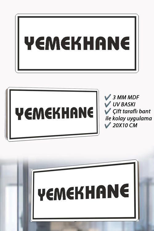Yemekhane Yazılı Beyaz MDF Kapı Levhası