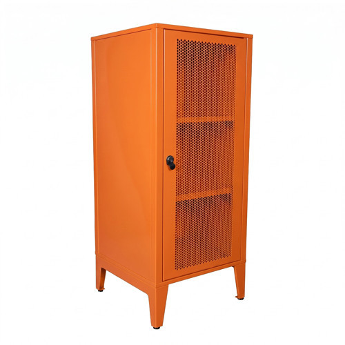 Ziglat Serisi Kilitli Metal Home Office Dolabı %70 Perfore Kapaklı Turuncu 450x1050x450 mm