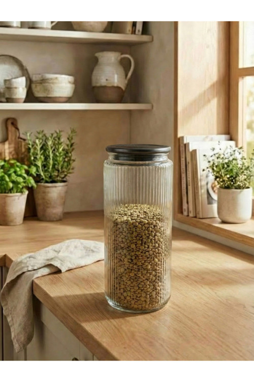 Metal Vakum Kapaklı Cam Saklama Kabı 1350 ML