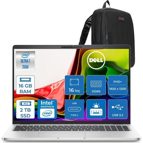 Pro 16 Intel Core Ultra 7 255U 5.2ghz 16GB Ddr5 2tb SSD Freedos Intel® Aı Boost 16 Inç IPS Fullhd+ (1920X1200) Taşınabilir Bilgisayar PC16250BTO107F04 + Zetta Çanta