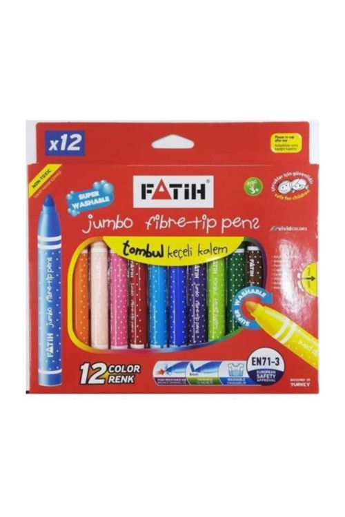 Jumbo Yıkanabilir Keçeli Kalemi 12 Renk FA34260JKC12
