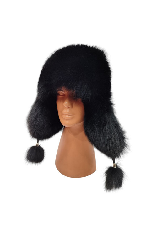 Hakiki Deri Kürklü Ushanka Siyah