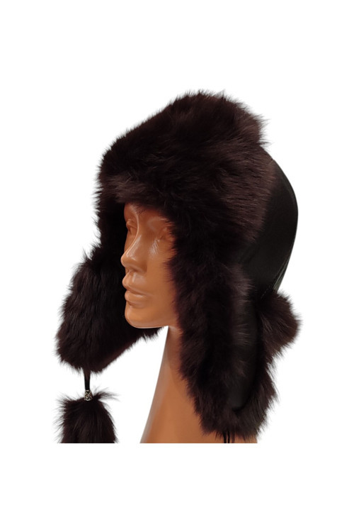 Hakiki Deri Kürklü Premium Ushanka Kahverengi