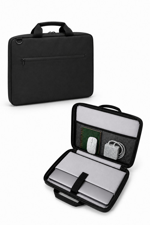 Suya Dayanıklı 13-14.9 Inç Ve 15-16.9 Inç Uyumlu Siyah Organizer Laptop Çantası