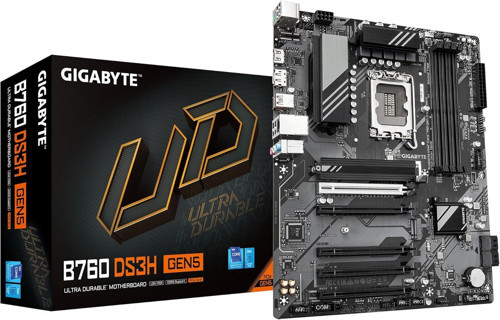B760 DS3H LGA1700 DDR5 7600MHz(OC) PCIe 5.0 M.2 NVMe Gigabit LAN ATX Anakart