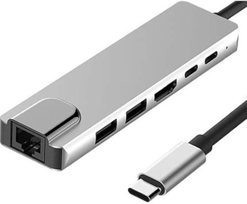Type-c To (4k) Hdmı Hub 6 in 1 Rj45 Lan 2 X usb 3.0 Type-c Girişli Bilgisayarlar ve Macbook ile Uy