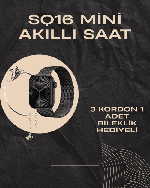 zeyta12 SQ-16 Mini Series 10 Akıllı Saat | Şık Ve Hafif Tasarım, 3 Kordon Seçeneği zeytan45
