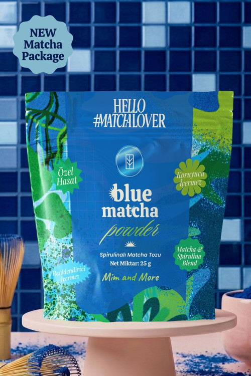 Blue Matcha Powder - Mavi Spirulina Superfood Matcha Tozu Doypack, 25 gr