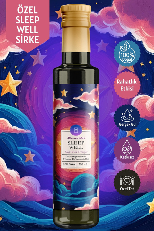 Sleep Well Sirke – Gül ve Böğürtlen Özlü, %100 Doğal, Katkısız Gece Sirkesi, 250 ml