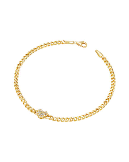 14 Ayar Altın Taşlı Kalp Bileklik