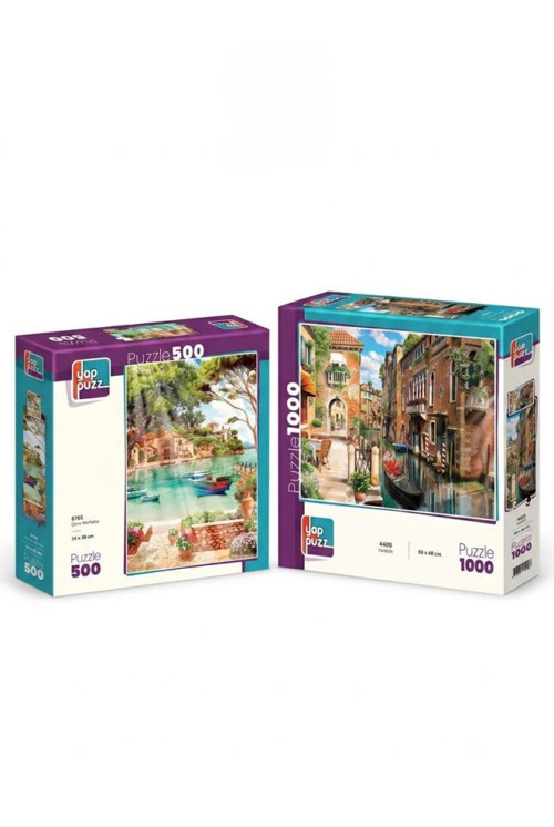 Venedik ve Güne Merhaba İkili Set - 1000 + 500 Parça İkili Puzzle Seti