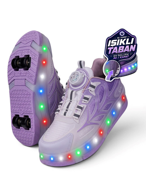 Unisex Yetişkin Çocuk Spor Ayakkabı Akıllı Bağcıklı Çıkarılabilen Patenli Işıklı Sneaker 003