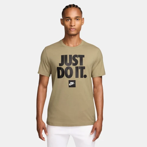 Sportswear Fran JDI Verbiage Erkek Kahverengi Günlük Stil Tişört