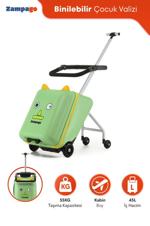 Monster Kids Ride-On Çocuk Valizi- Binilebilir, Düşme Engelleyici