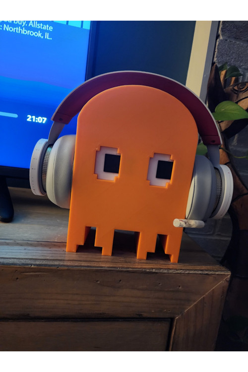 Pacman Dekoratif Masaüstü Kulaklık Standı Kulaklık Tutacağı 20 cm Turuncu