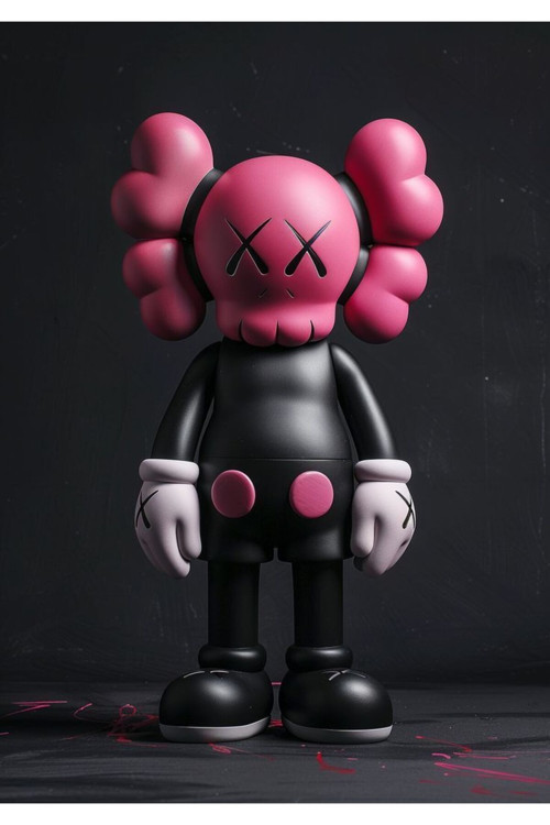 Kaws Companion Figür Büyük Boy 20 cm Companion Open Edition Vinyl Figure Pembe-Siyah