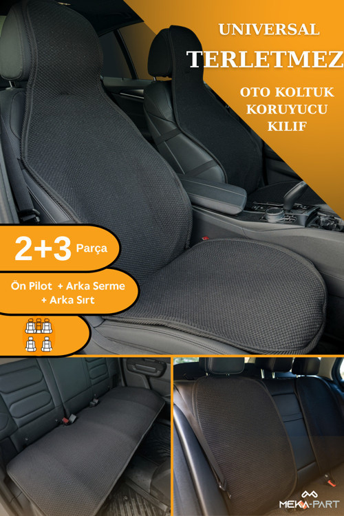 Terletmez Oto Koltuk Koruyucu Kılıf %100 Pamuk 5 Li Tam Set Siyah Mazda Cx-5 Tüm Modeller