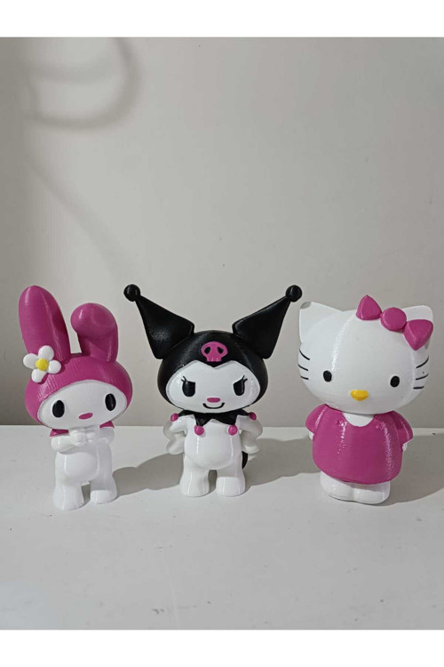 Kuromi - My Melody - Hello Kitty 3'lü Figür Set 13 cm