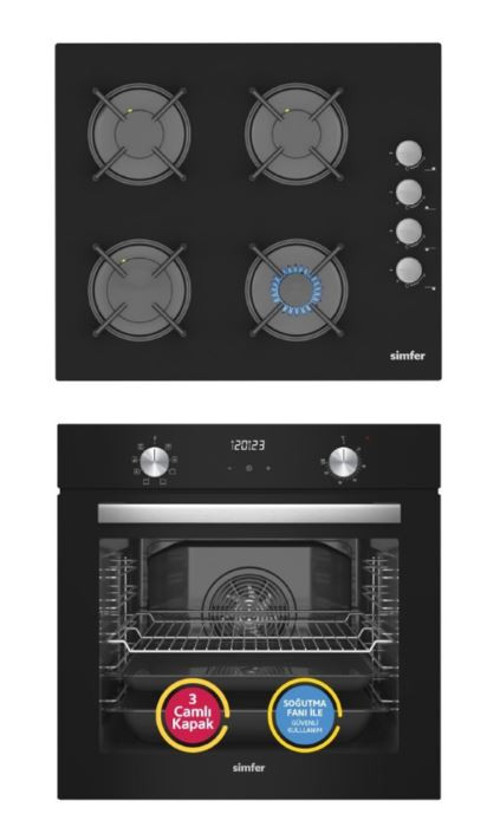 0+8 Fonksiyon QS Dijital Siyah 2'li Ankastre Set (8208 Fırın + 3500 Ocak)