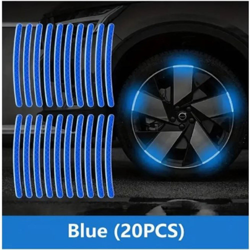 ( 20 X ADET ) 1 SET JANT REFLEKTÖR RIM STICKER BLUE CAR & MOTORCYDE & BICYCLE
