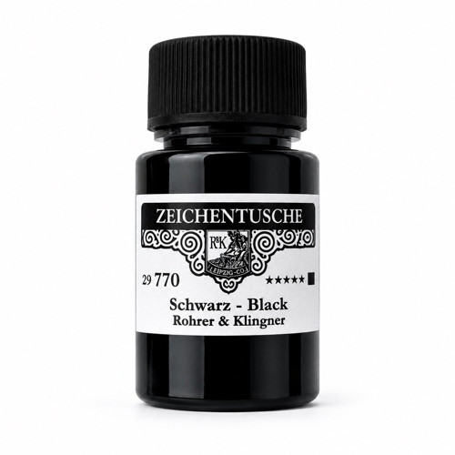 Rohrer&Klingner 770 siyah renk çizim mürekkebi orj. dolum, kaligrafi, hat, çizim 28ml-1 Ad