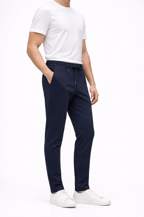Erkek Slim Fit Dar Kesim Beli Bağlamalı Yan Cepli Casual Jogger Pantolon