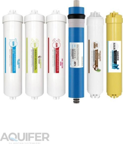 Inline 4 Aşamalı Ön Filtre Seti + Postkarbon Filtre + Alkalin Filtre