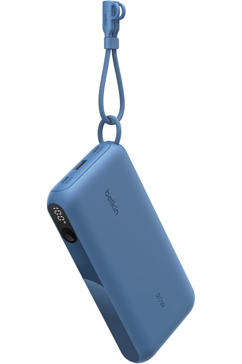 20.000 mAh 20W USB-C Dijital Pil Göstergeli, Entegre USB-C Kablolu Powerbank