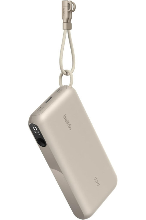 20.000 mAh 20W USB-C Dijital Pil Göstergeli, Entegre USB-C Kablolu Powerbank