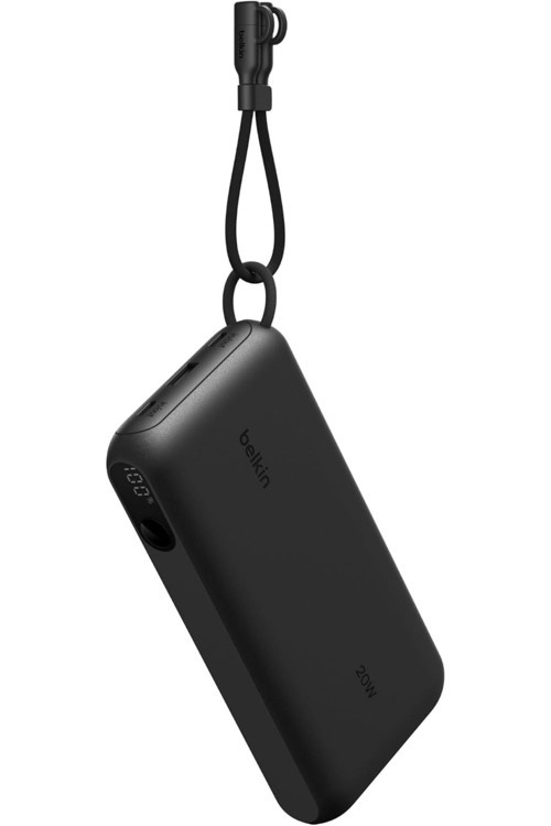 20.000 mAh 20W USB-C Dijital Pil Göstergeli, Entegre USB-C Kablolu Powerbank