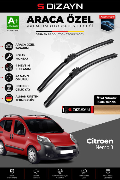 Citroen Nemo Ön Cam Silecek Seti 2008 Üzeri Premium Araca Özel 65-48 Cm A+ Kalite