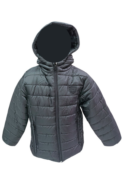 Erkek Çocuk Speedy Armalı Kapüşonu Sabit İçi Polar Astarlı Siyah Mont