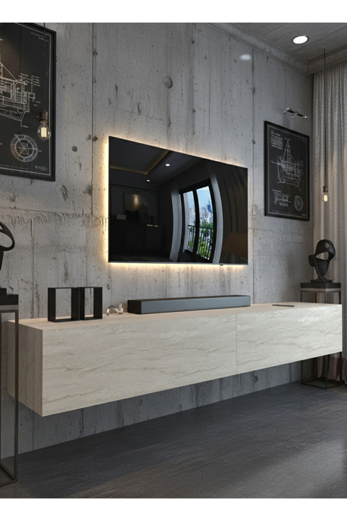 KARNAVAL DUVARA MONTE TV SEHPASI 180 CM - TRAVERTEN - DM1003-8