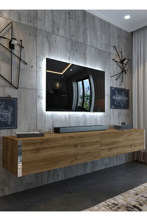 KARNAVAL DUVARA MONTE TV SEHPASI 180 CM SİLVER - CEVİZ - SDM-1003-2