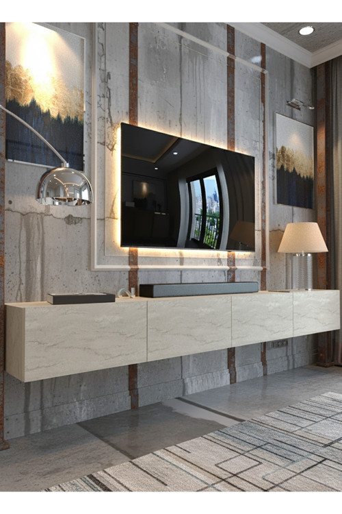 HARMONY DUVARA MONTE TV SEHPASI 240 CM - TRAVERTEN - A1-DM-1002-8