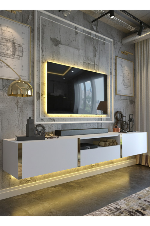 HARMONY LEDLİ DUVARA MONTE TV SEHPASI - BEYAZ - A1-GDM-1006-1