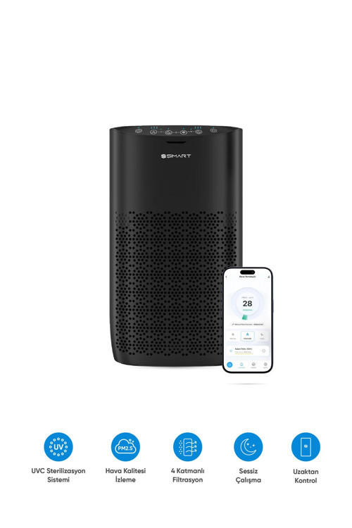Akıllı Hava Temizleyici H13 HEPA Filtreli Wi-Fi Kontrollü UV Negatif İyonlu 36 m²
