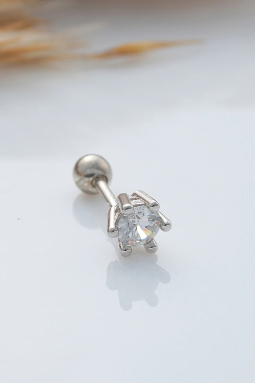 925 Ayar Tek Taş Minimal Tragus Piercing