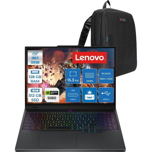Legion 5 15IRX10 Intel Core I7-13650HX 128GB 512GB SSD 8GB/RTX5060/115W 15.3" Wuxga IPS 300NITS 100% Srgb 165Hz Freedos Gaming Bilgisayar L83LY00PYTRF41 + Zettaçanta