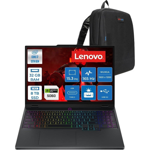 Legion 5 Intel Core I7 13650HX 32GB 8tb SSD 8GB/RTX5060/115W 15.3" Wuxga IPS 100% Srgb 165Hz Freedos Gaming Bilgisayar 83LY00B7TRF51 + Zettaçanta
