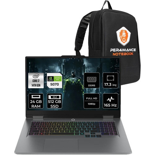 Loq i7 14700HX RTX 5070 8GB Gaming Laptop 24GB RAM 512GB SSD 17.3" FHD FreeDOS + Per4 Çanta 83JH00BCTRP312
