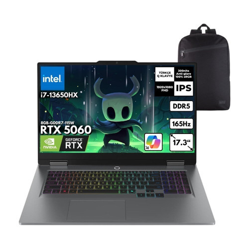 Loq 17IRX10 I7-13650HX 16-Gbddr5 4 Tbssd RTX5060 (8GB-GDDR7-115W) 17.3" IPS 165Hz Freedos + Hmf Sırt Çantası 83JH00CNTRHMF11