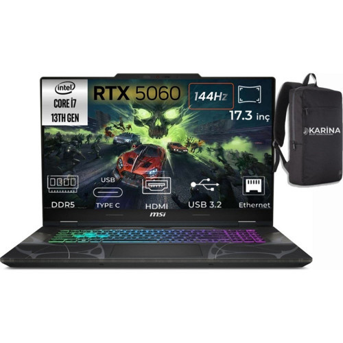 Msı Cyborg 17 Intel Core I7 13620H B13WFKG-091XTR-K32 48GB 4tb RTX5060 W11PRO 17.3" Fhd 144Hz Taşınabilir Bilgisayar & B13WFKG091XTRK32