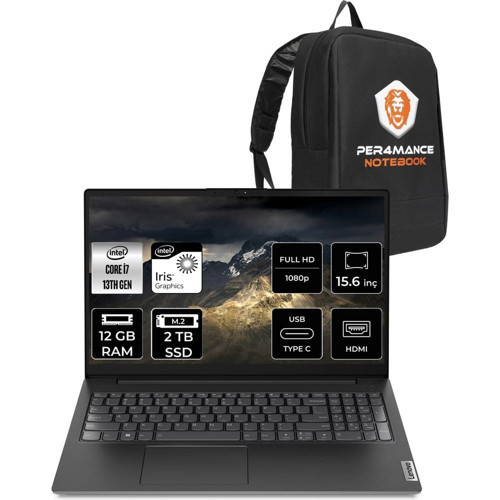 V15 G4 i7 1355U Notebook 12GB RAM 2TB SSD 15.6" FHD FreeDOS + Per4 Çanta 83A100KXTRP309