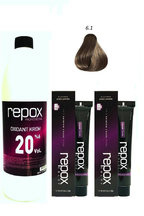 6.1 Küllü Koyu Kumral Saç Boyası 60 ml - 2 Adet + Oksidan 1000 ml - 1 Adet
